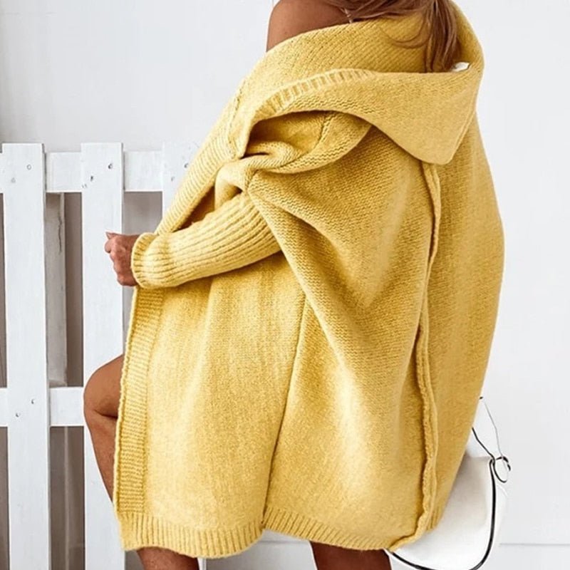 Cardigan Long Tendance À Capuche Pour Femme | Hiver