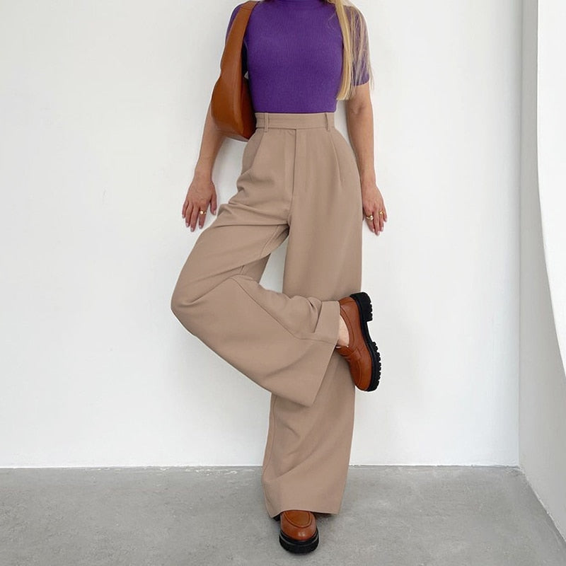 Pantalon Taille Haute Habillé Pour Femme | Beige