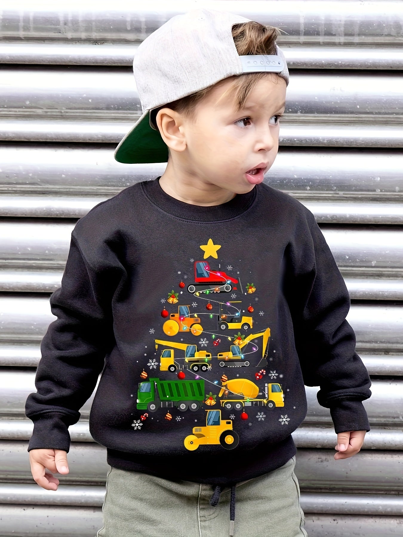 Sweat À Capuche En Polaire Avec Imprimé Graphique Pour Enfants | Sapin De Noël