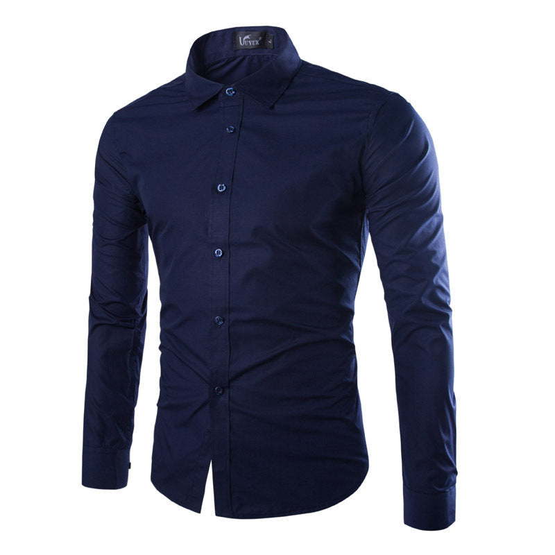 Chemise Noire Unie Slim-Fit Pour Homme | Formelle