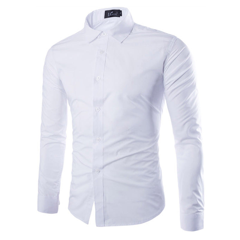 Chemise Noire Unie Slim-Fit Pour Homme | Formelle