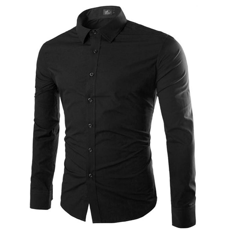 Chemise Noire Unie Slim-Fit Pour Homme | Formelle