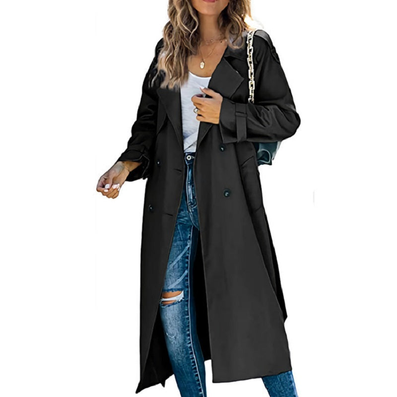 Manteau Trench Long Avec Poignets Ajustables Pour Femmes | Hiver