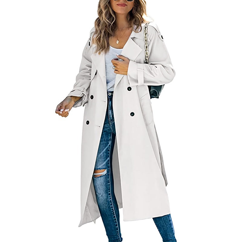 Manteau Trench Long Avec Poignets Ajustables Pour Femmes | Hiver