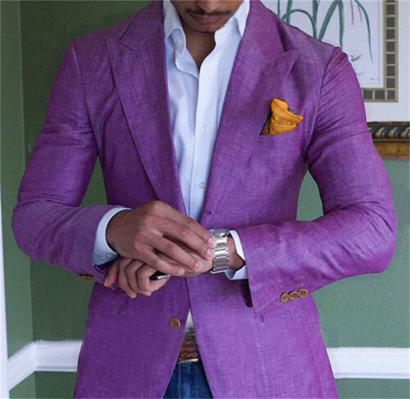 Blazer Décontracté À Revers Crantés Pour Homme