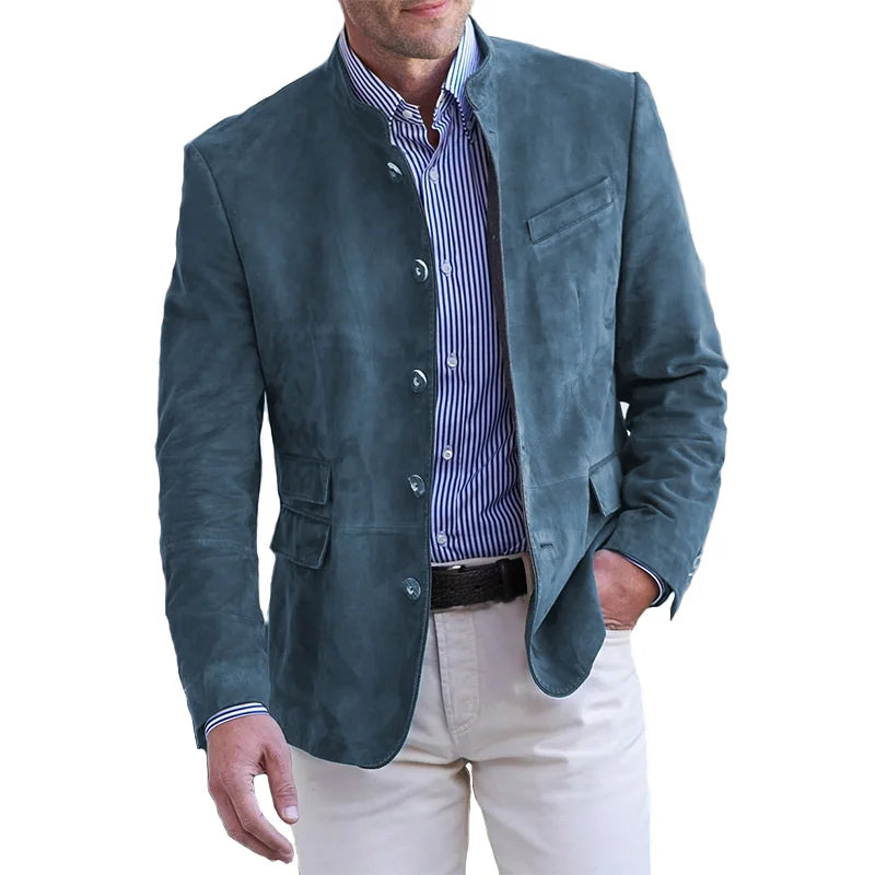 Veste Simple Boutonnage À Col Mao Pour Homme | Décontractée