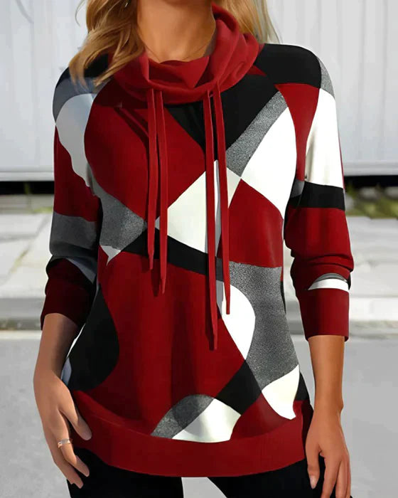 Sweat À Capuche À Motifs Géométriques Pour Femme | Manches Longues