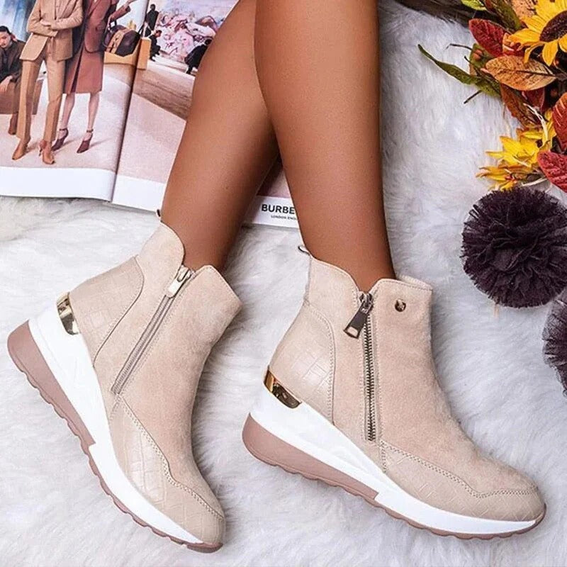 Bottes En Cuir Mi-Hauteur Pour Femme | Zippé