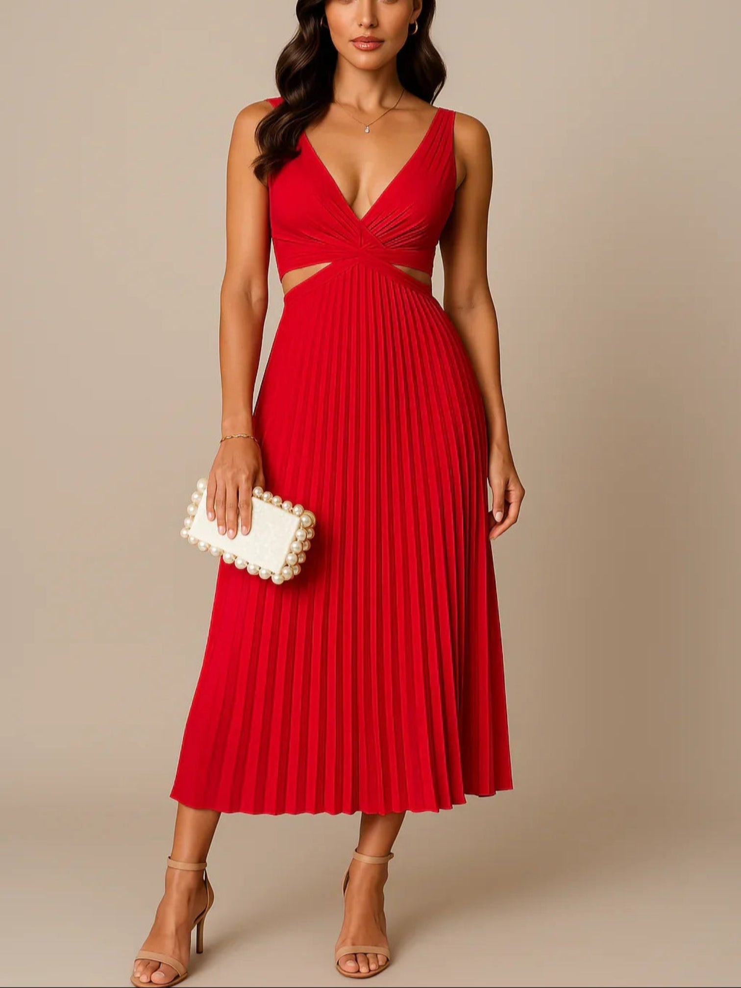 Noor | Robe Élégante Sans Manches À Col En V Pour Femme | Midi
