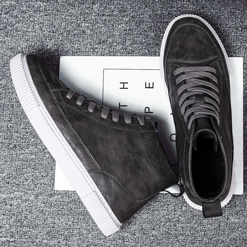 Baskets Montantes En Cuir Marron Pour Homme | Semelle Blanche