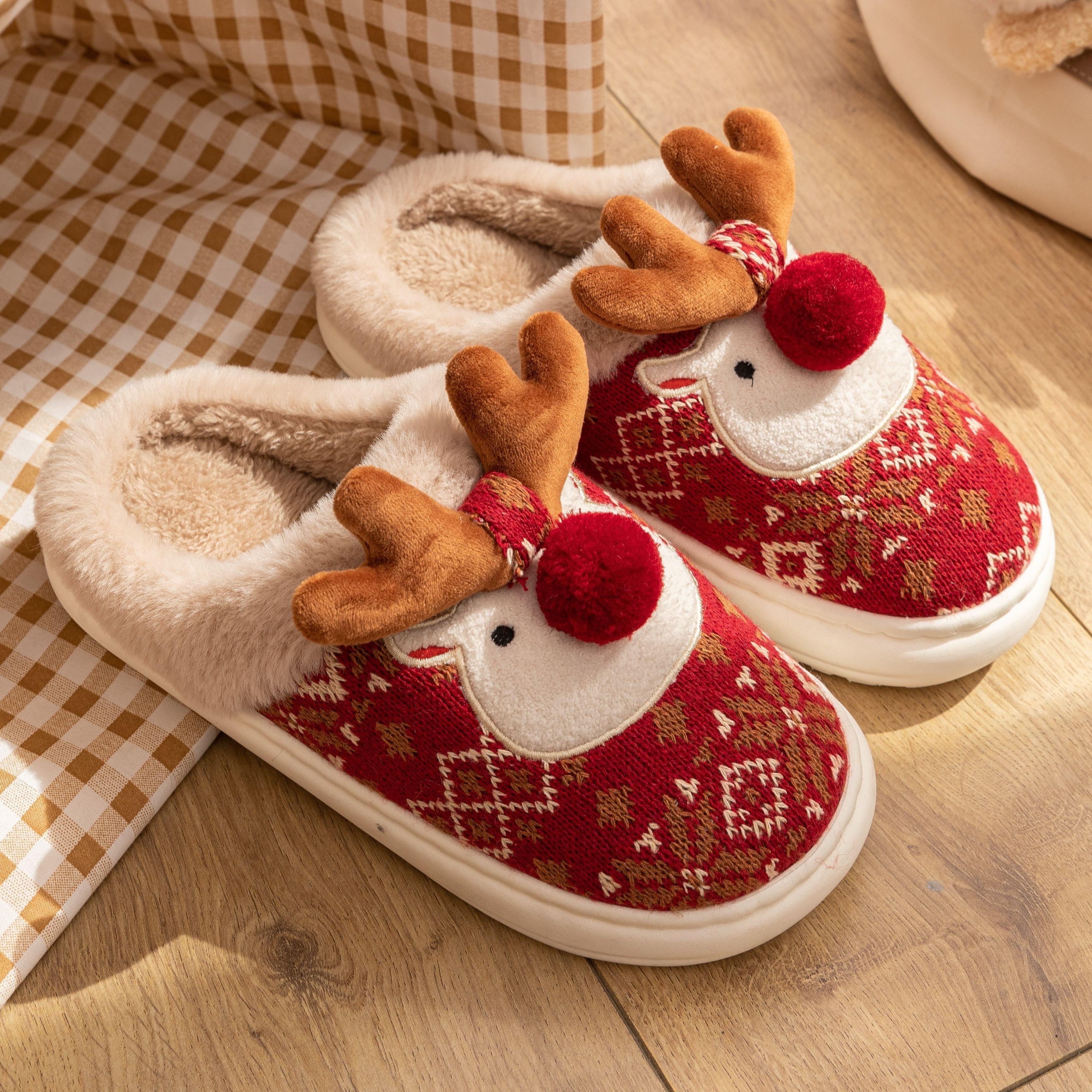Chaussons De Noël En Peluche Pour Femme | Hiver