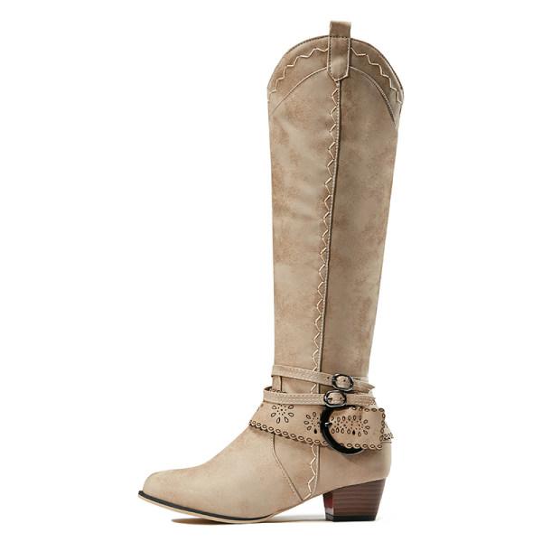Bottes À Talons Carrés Pour Femme | Boucle Décorative