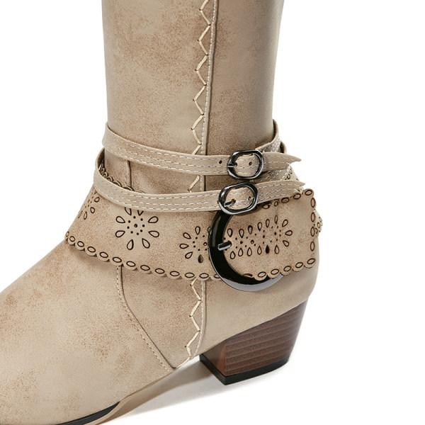 Bottes À Talons Carrés Pour Femme | Boucle Décorative
