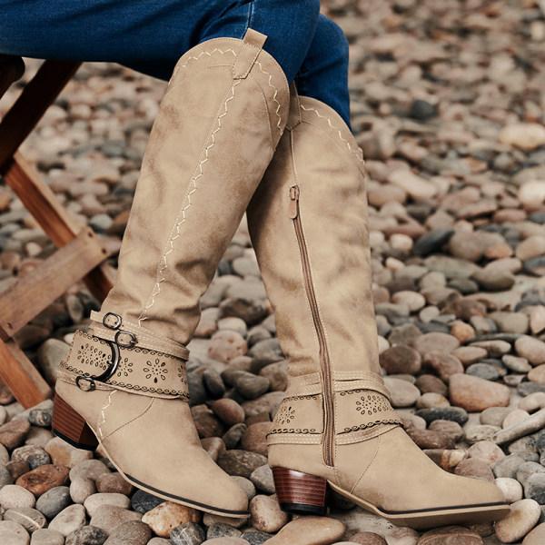 Bottes À Talons Carrés Pour Femme | Boucle Décorative