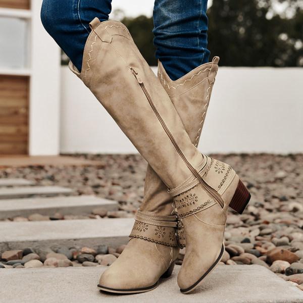 Bottes À Talons Carrés Pour Femme | Boucle Décorative
