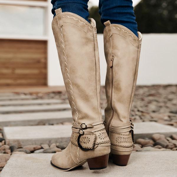 Bottes À Talons Carrés Pour Femme | Boucle Décorative