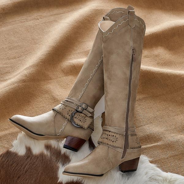 Bottes À Talons Carrés Pour Femme | Boucle Décorative