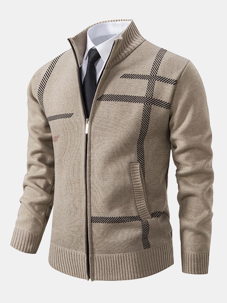 Pull Classique En Tricot À Carreaux Pour Homme | Fermeture Éclair