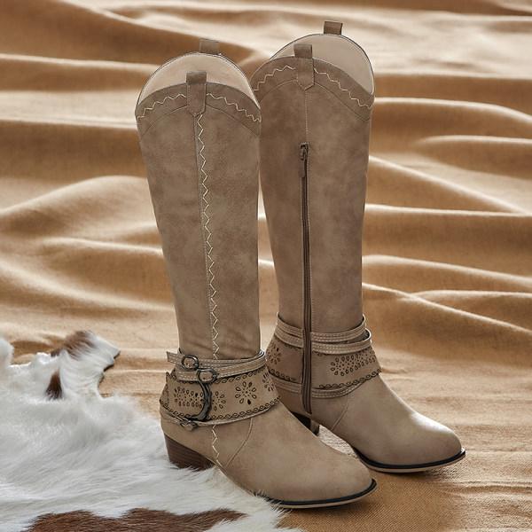 Bottes À Talons Carrés Pour Femme | Boucle Décorative