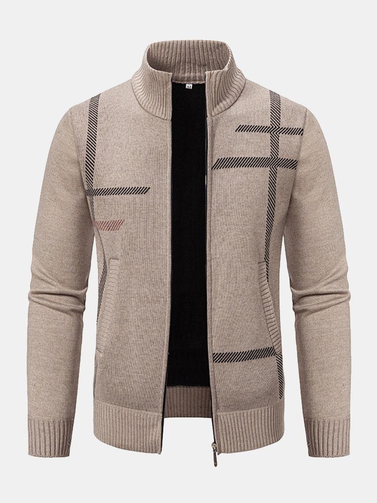 Pull Classique En Tricot À Carreaux Pour Homme | Fermeture Éclair