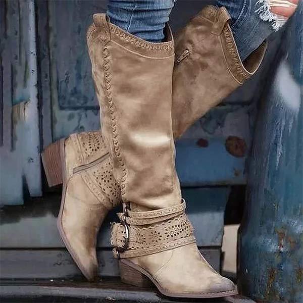 Bottes À Talons Carrés Pour Femme | Boucle Décorative