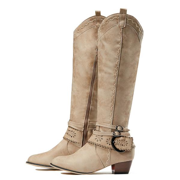 Bottes À Talons Carrés Pour Femme | Boucle Décorative