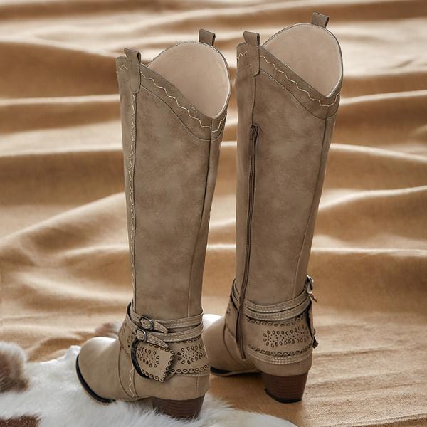 Bottes À Talons Carrés Pour Femme | Boucle Décorative