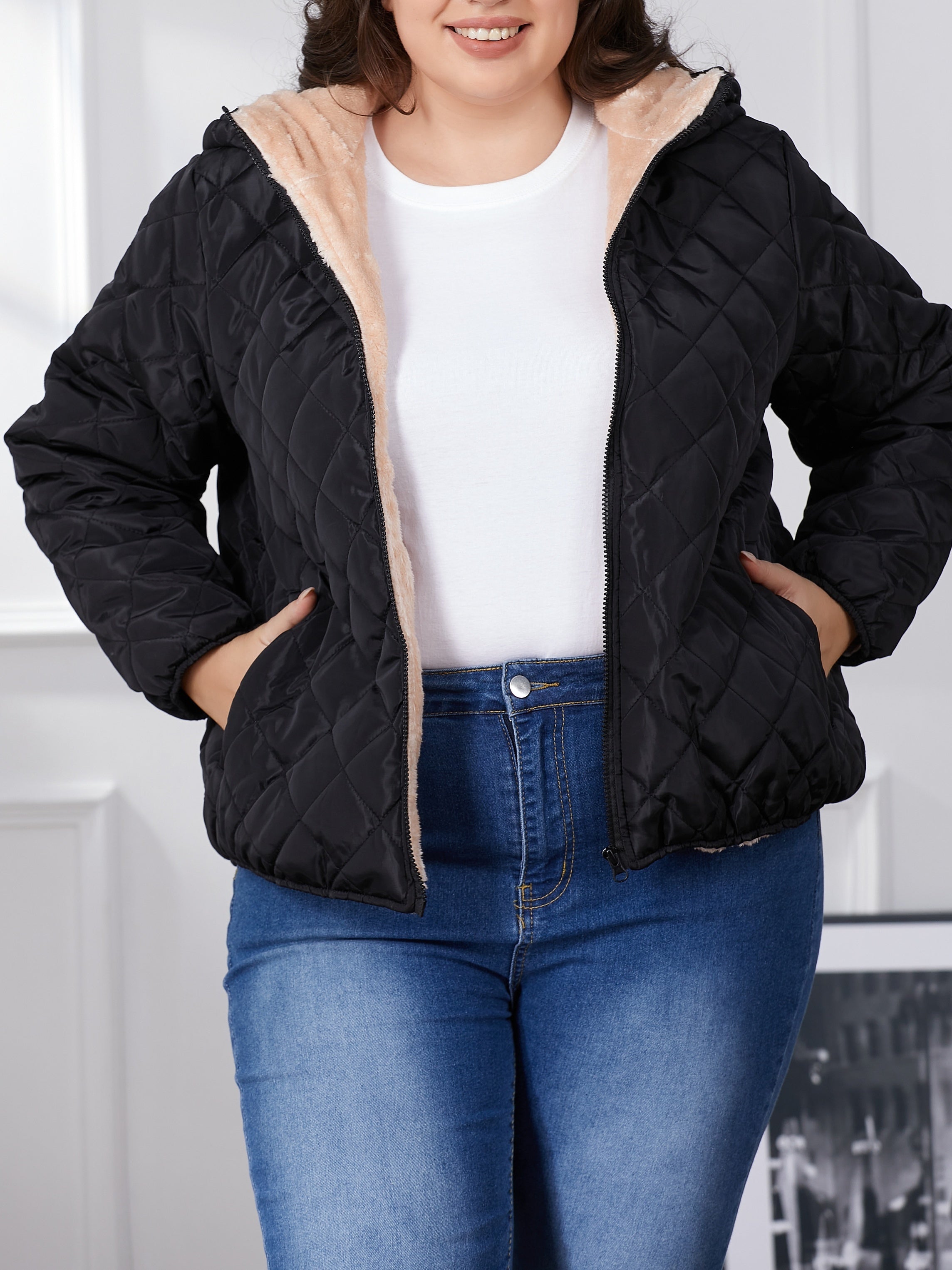 Veste Matelassée Avec Capuche Pour Femme | Grande Taille