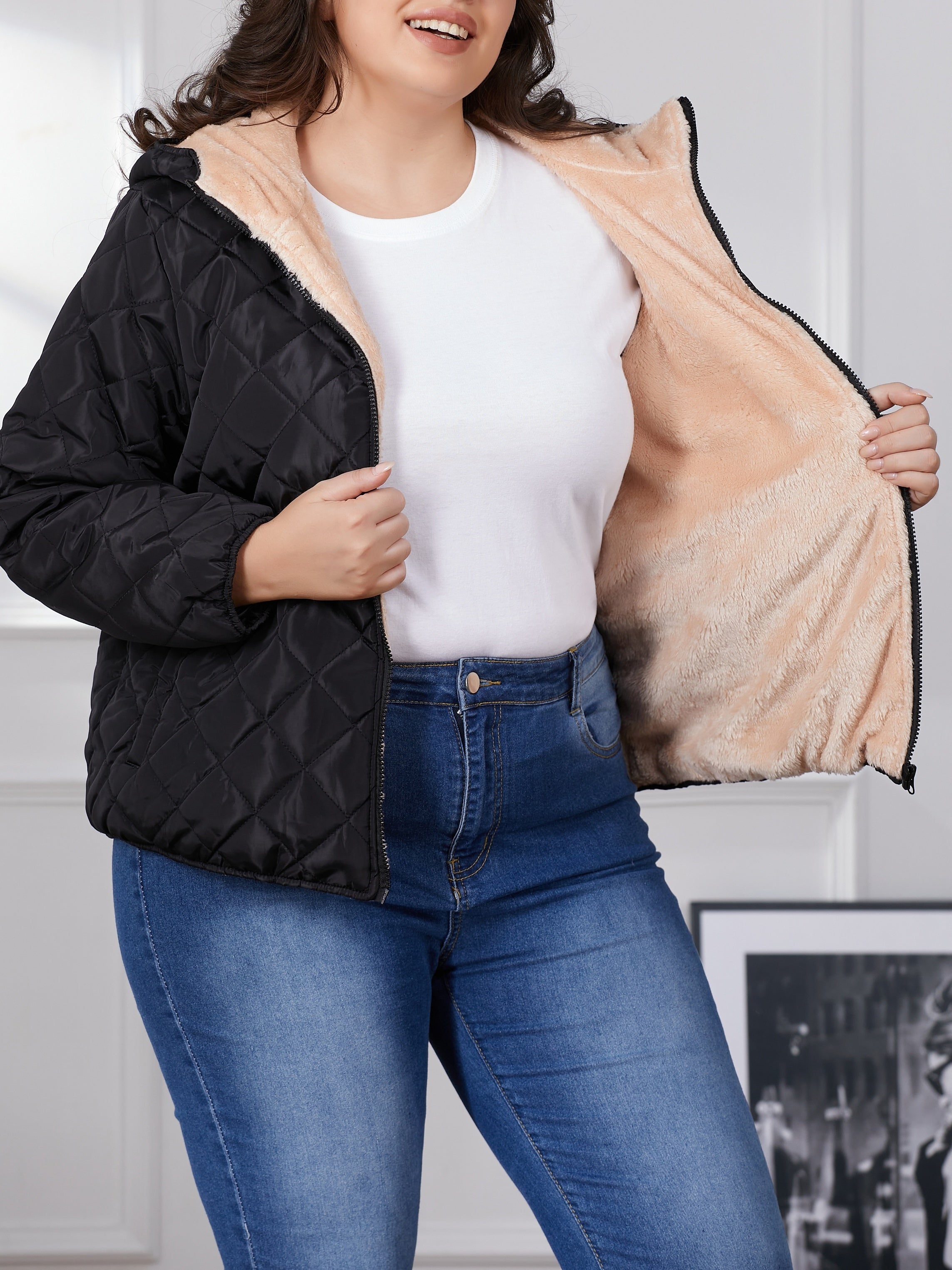 Veste Matelassée Avec Capuche Pour Femme | Grande Taille