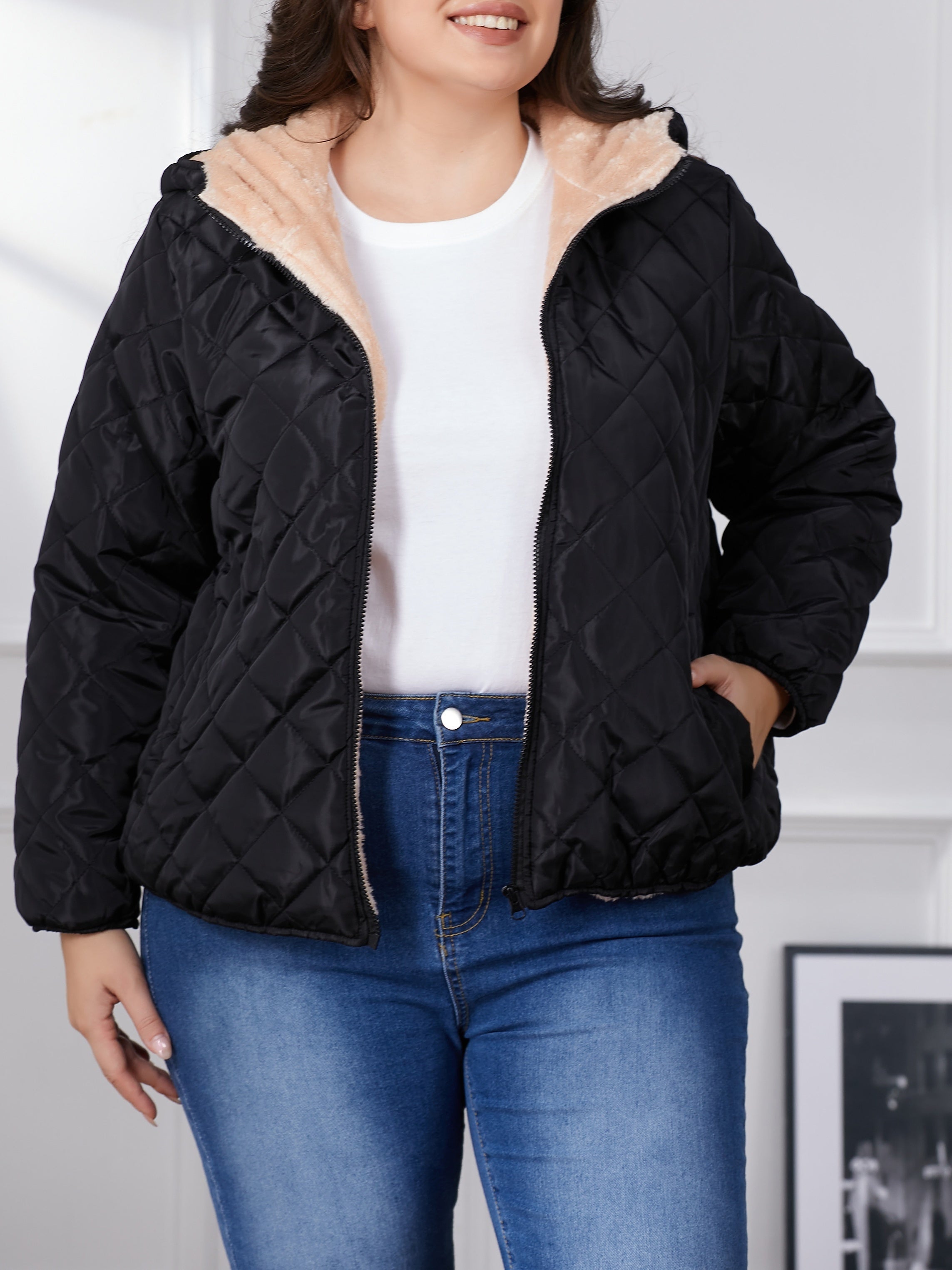 Veste Matelassée Avec Capuche Pour Femme | Grande Taille