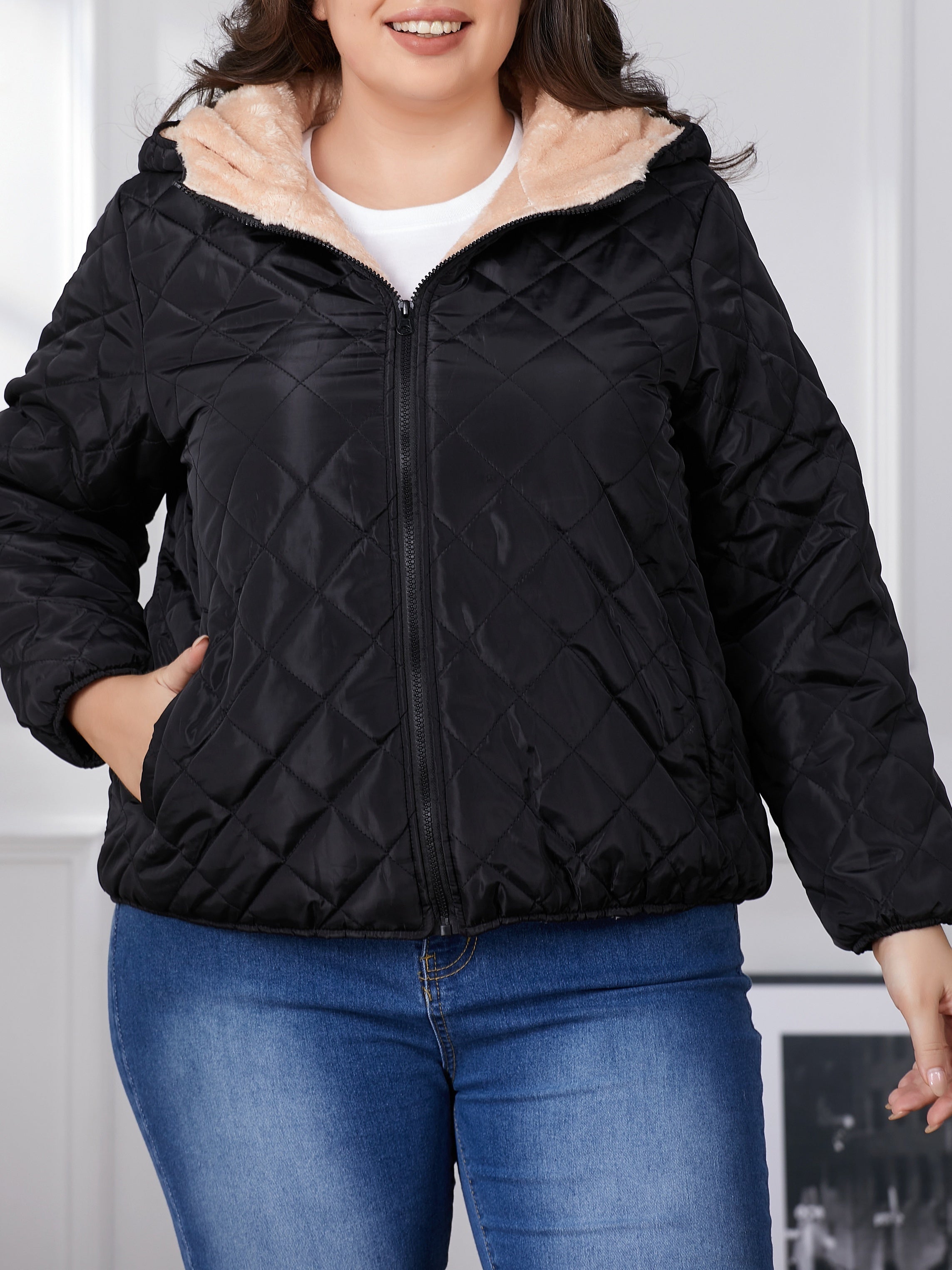Veste Matelassée Avec Capuche Pour Femme | Grande Taille