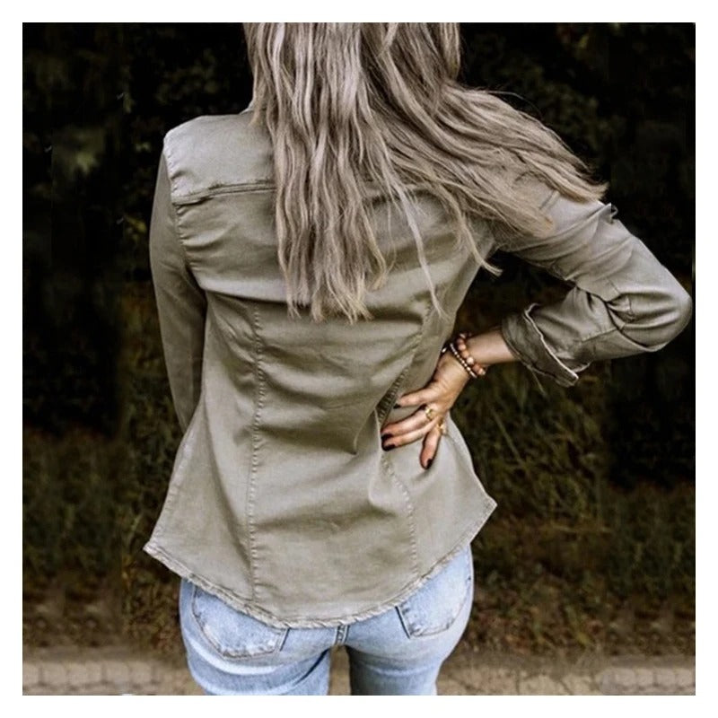 Veste En Jean Femme Avec Bouton | Moderne