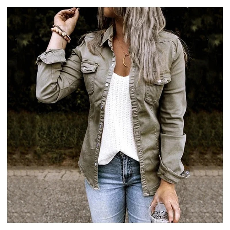 Veste En Jean Femme Avec Bouton | Moderne