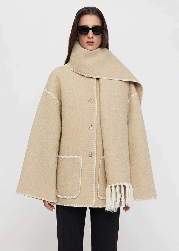 Manteau D’Hiver Luxueux Pour Femme | Avec Écharpe