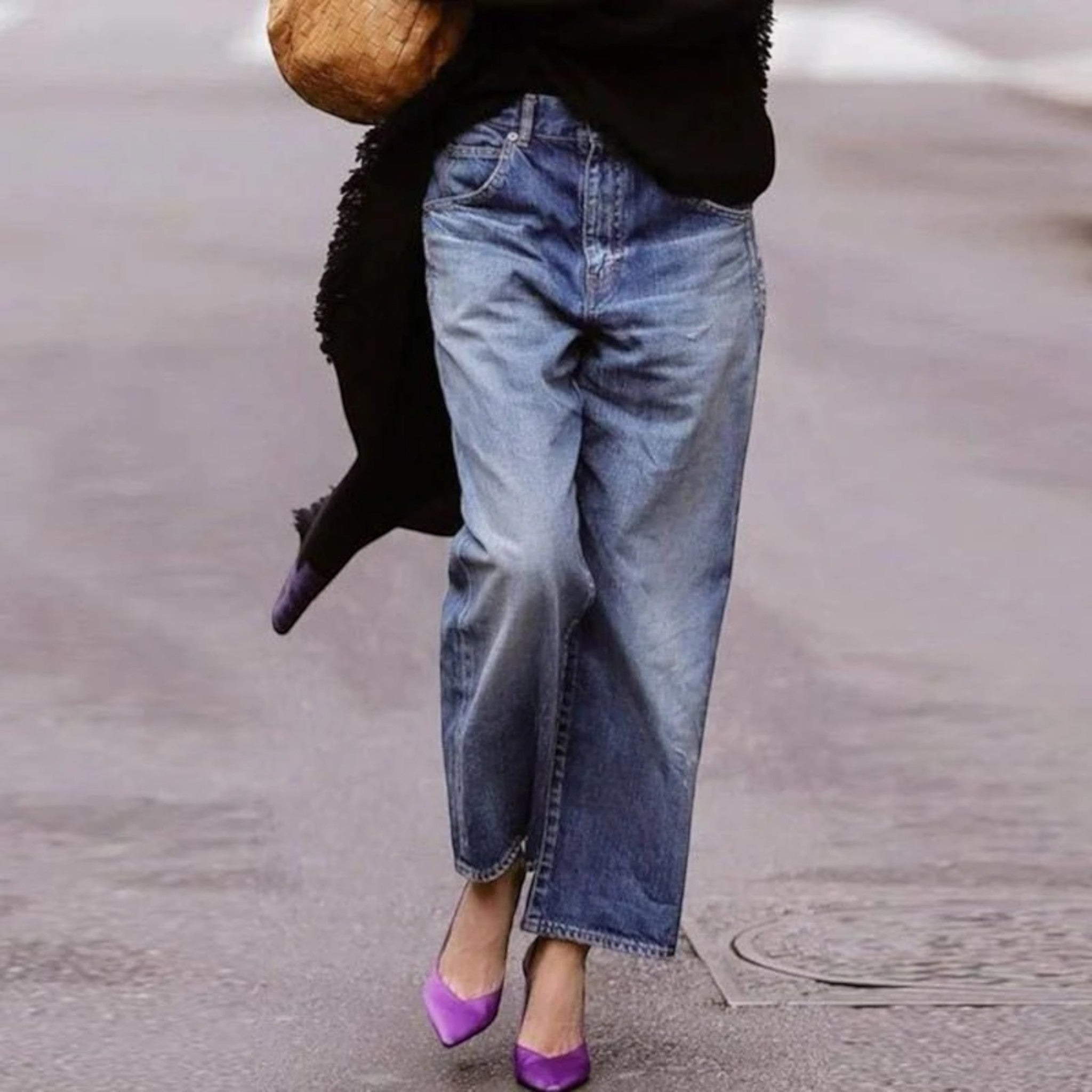 Jeans elegantes de pierna ancha para mujeres | talle alto