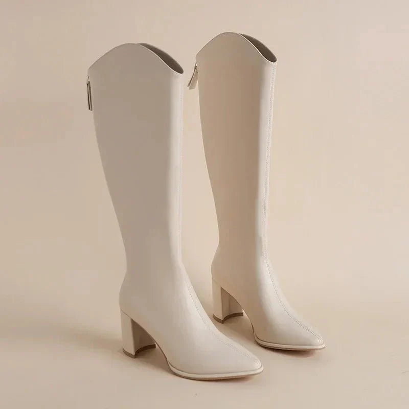 Bottes Hautes À Talon Carré Pour Femme | Hiver
