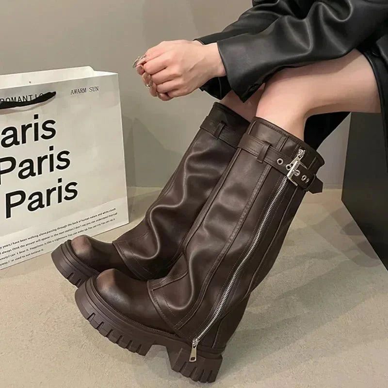 Bottes À Plateforme Et Boucle Pour Femme | Hiver