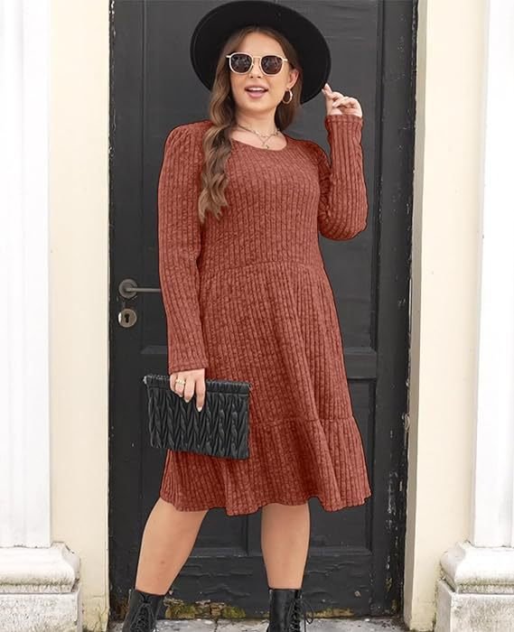 Robe Pull Côtelée Pour Femme | Manches Longues