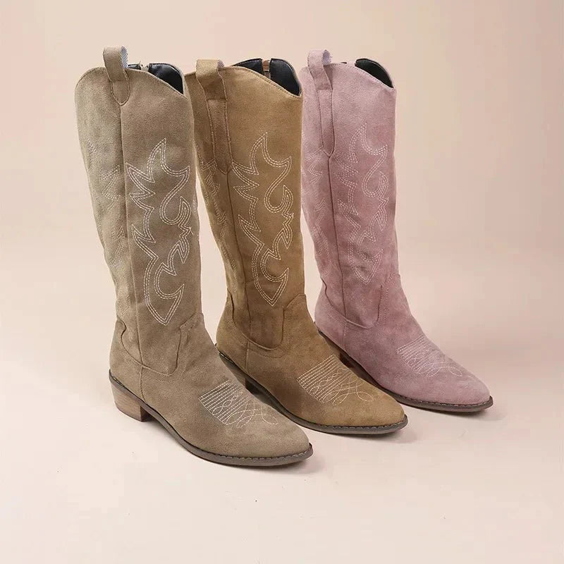 Bottes De Cowboy Montantes Tendance Pour Femme | Fermeture Éclair
