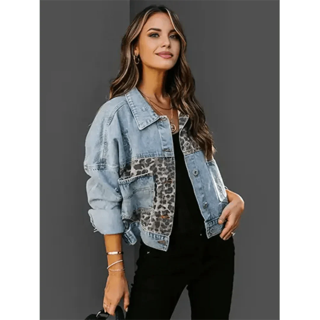 Veste En Jean Femme Imprimé Léopard | Courte