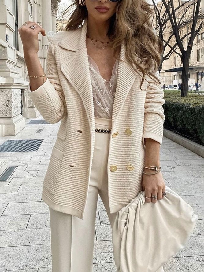 Blazer Formel À Manches Longues Style Cardigan | Boutonné