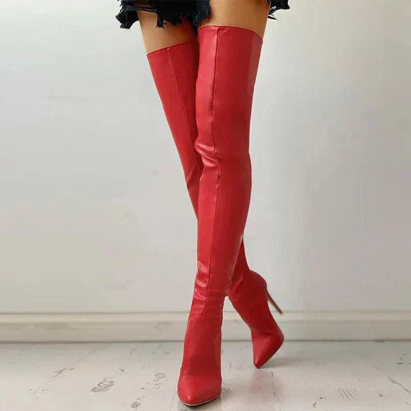 Bottes À Talons Aiguilles Zippées Tendance Pour Femmes | Cuissardes
