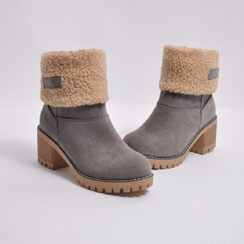 Bottes Décontractées À Talons Carrés Doublées Pour Femmes | Hiver