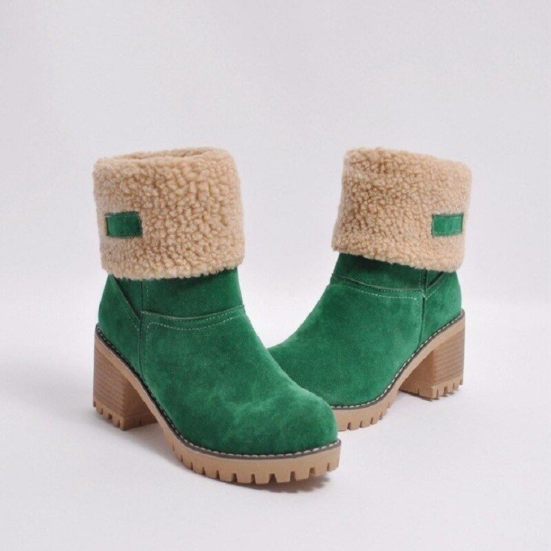 Bottes Décontractées À Talons Carrés Doublées Pour Femmes | Hiver