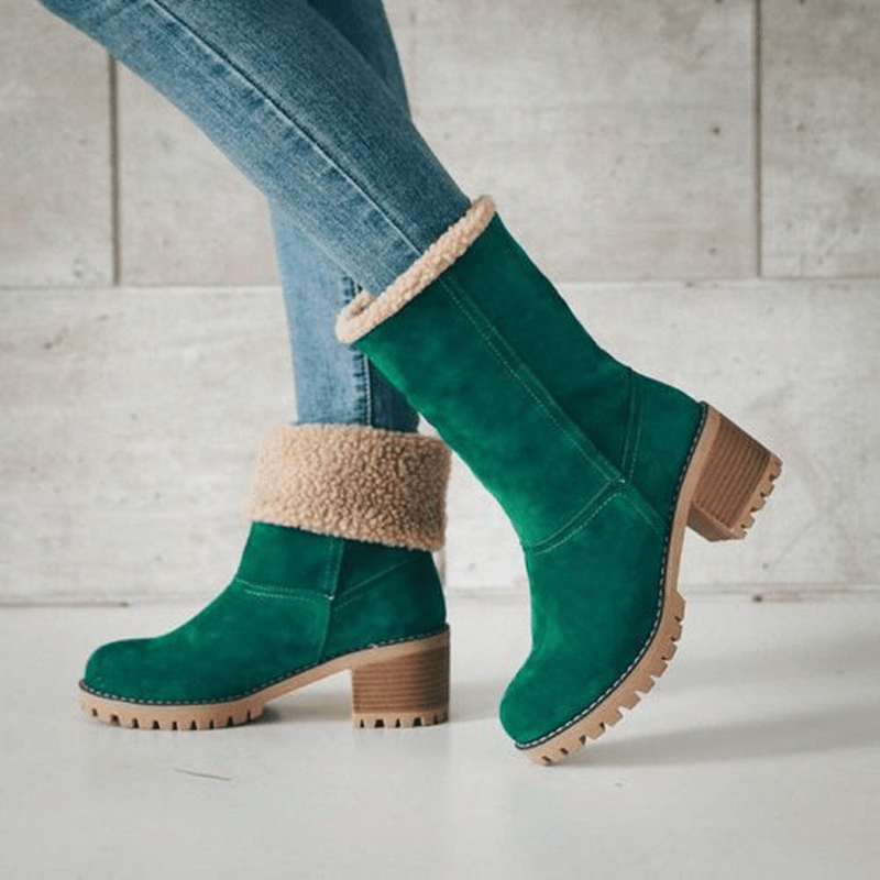 Bottes Décontractées À Talons Carrés Doublées Pour Femmes | Hiver
