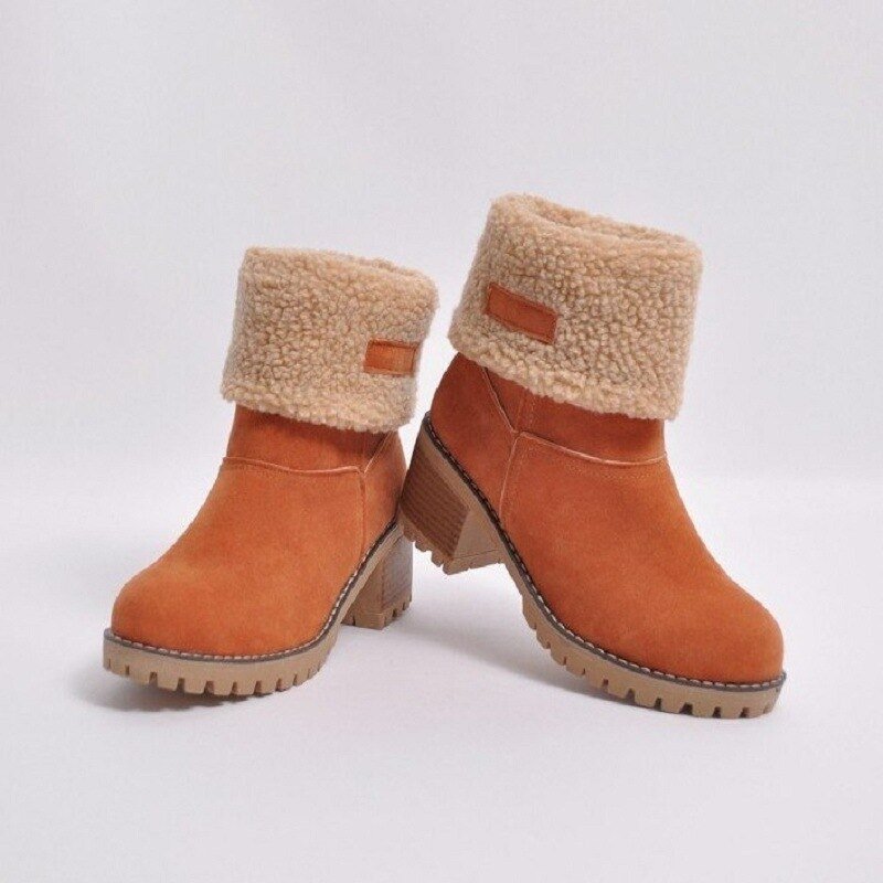 Bottes Décontractées À Talons Carrés Doublées Pour Femmes | Hiver