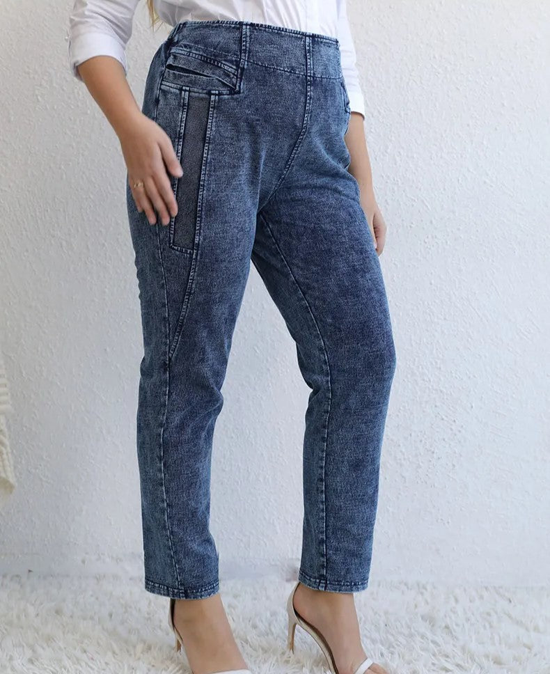 Jean Mom Grande Taille Avec Élastique | Avec Poche