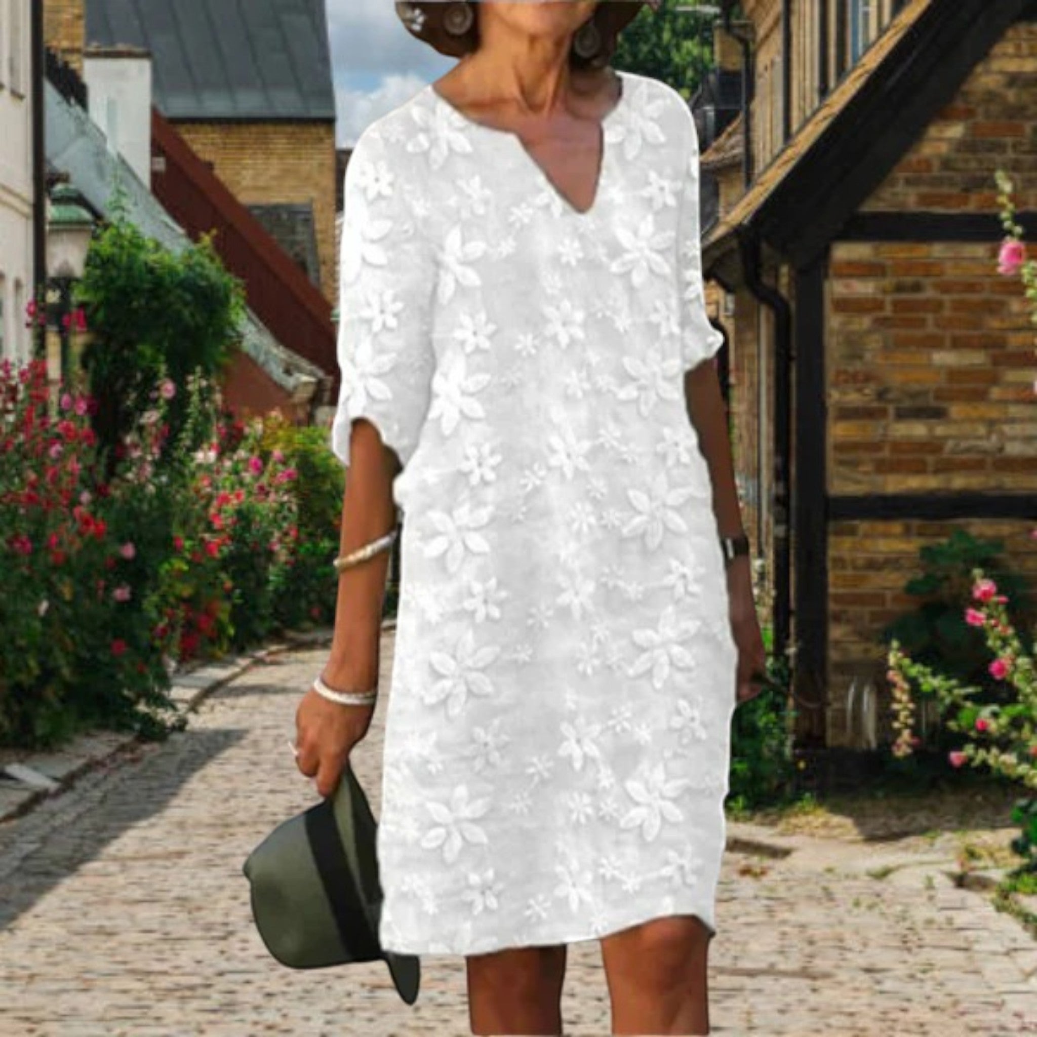 Anges | Robe Élégante À Fleurs Et Col En V Pour Femme