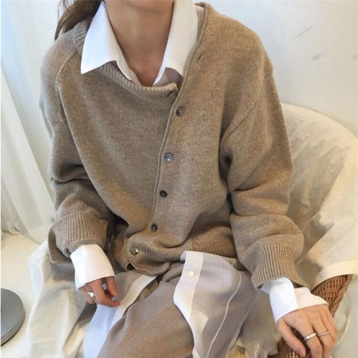 Pull Boutonné À Manches Longues Pour Femme | Décontracté