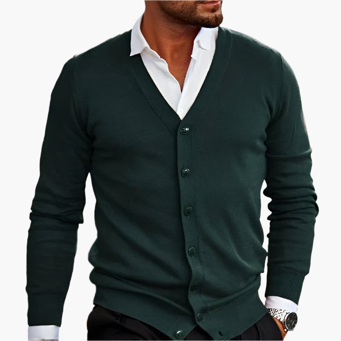 Cardigan D'hiver Décontracté À Col En V Et Boutons Pour Homme | Manches Longues